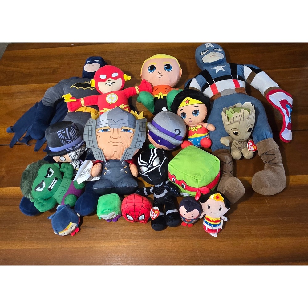 Superhero Plush Lot‎ Marvel DC Comics Ty Beanie Babies Avengers Justice League